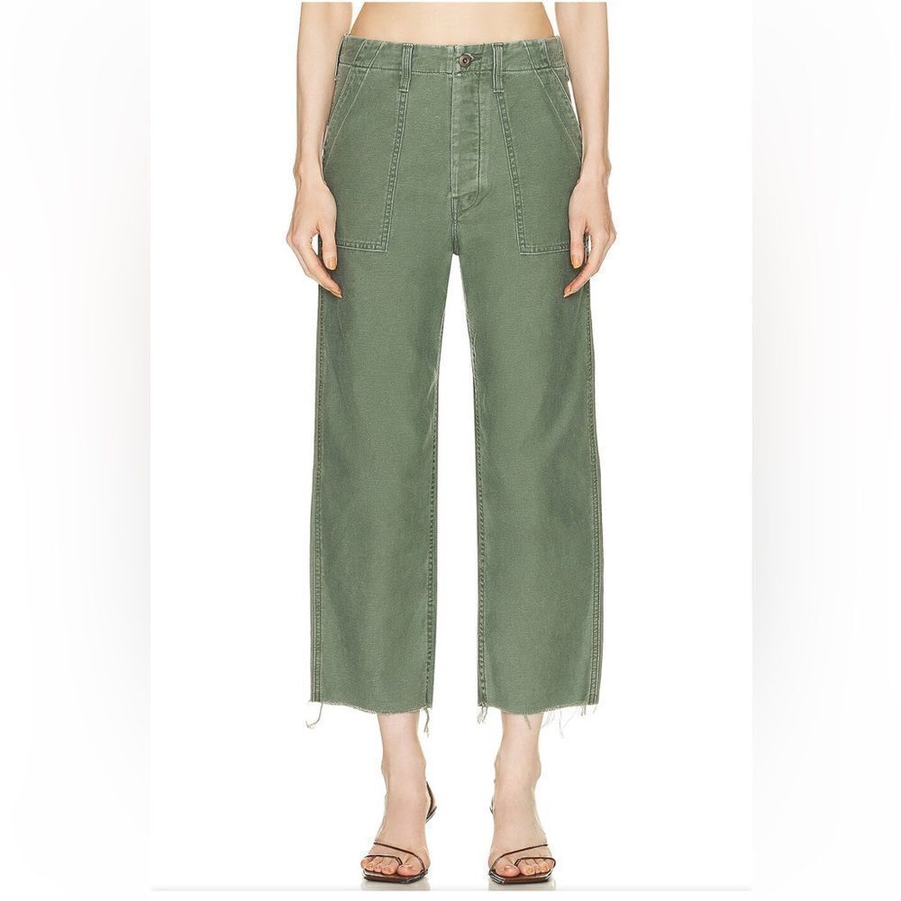 Mother patch pocket private ankle fray jeans cargo pants cropped NWT 31